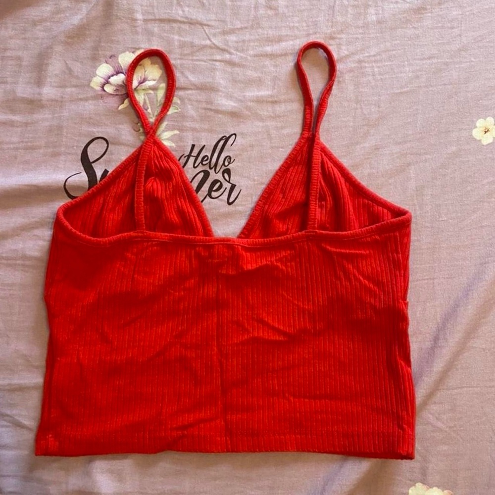 Red Ribbed Tank Top - Picture 2 of 2